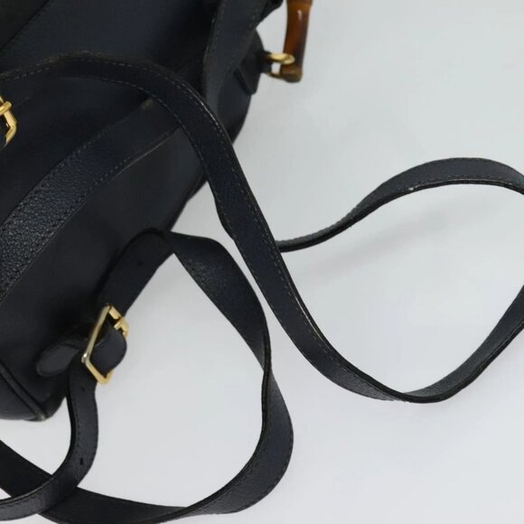 GUCCI Bamboo Backpack Suede Leather Navy Gold 003 1956 0030 Auth BA1984 main image 7